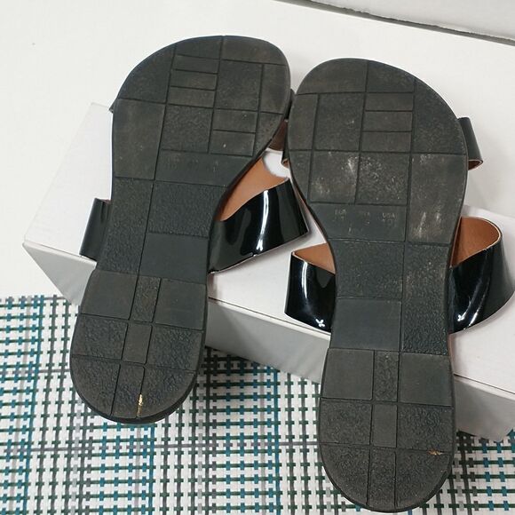 Florenzza Womens T-Strap Sandals Black Flat Heel Brazil EUR 41 US 10 - Picture 6 of 7